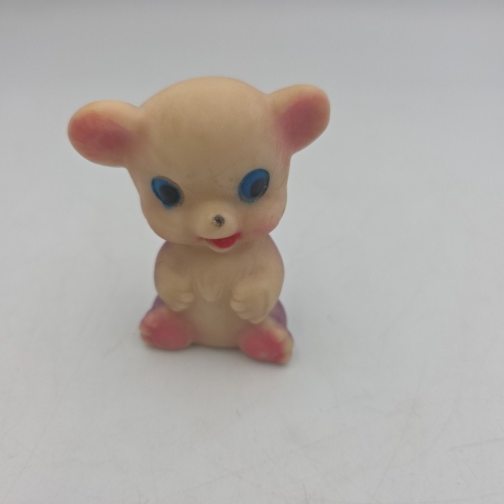 VINTAGE RUBBER SQUEAKY BEAR JAPAN SQUEAK TINY 3" TOY